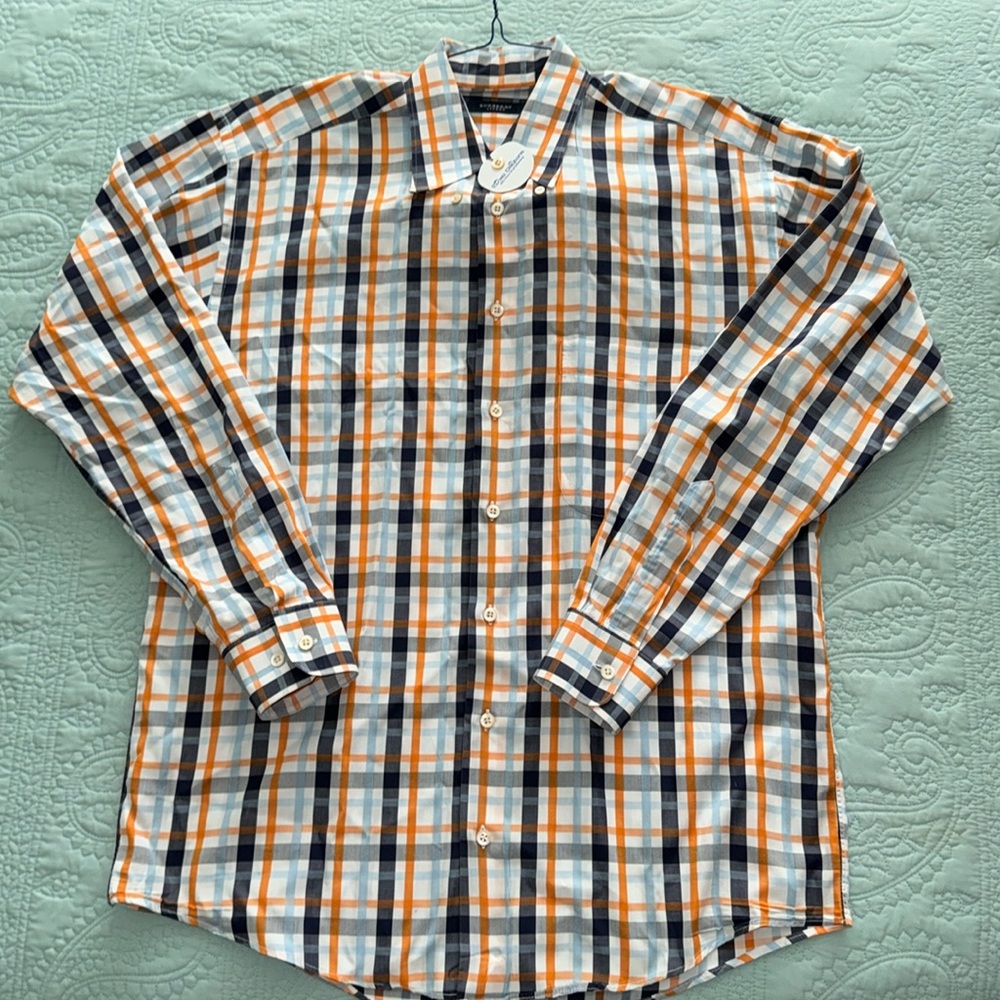 Men’s Burberry plaid button down shirt